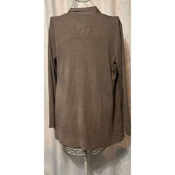 Great Condition Eileen Fisher olive Superfine Merino Wool Long Cardigan Size lar - Picture 4 of 4
